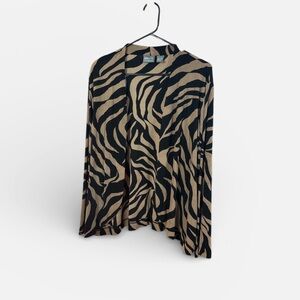 Additions by Chico's Black and Tan Animal Print Cardigan size 3 us size XL (16)